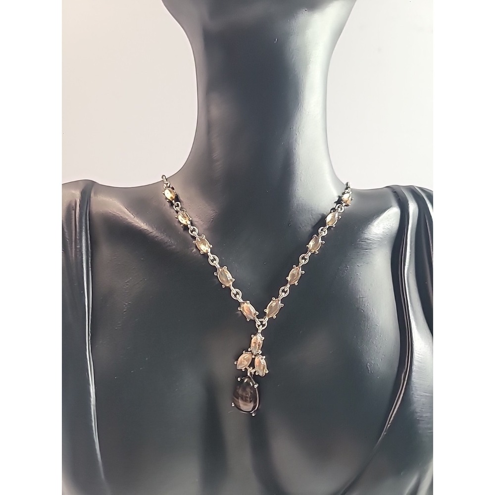 Art Deco Style Tiger Eye Teardrop‎ Necklace Vintage Inspired Jewelry